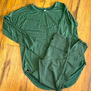 NWOT Glyder olive green long sleeve athletic outifit